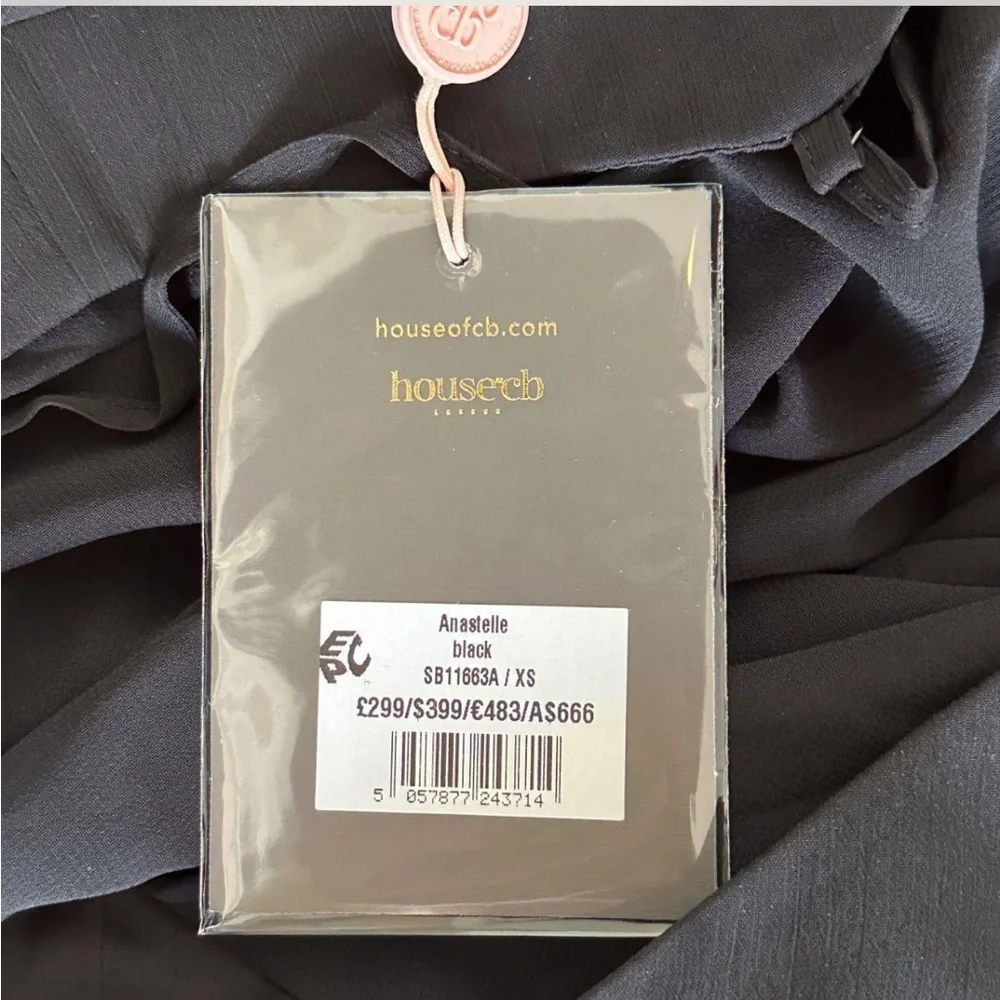 House of CB ANASTELLE Black Hand Beaded Embellished Satin Maxi Dress NWT - Picture 11 of 11